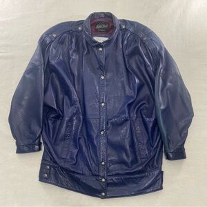Vintage Y2K Scotia Furs Di Capra Leather Jacket Blue/Purple Leather Coat Sz L~